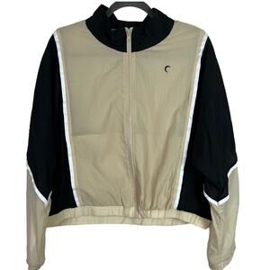 Zyia Active Cream & Black Athletic Windbreaker Jacket Womens Size Large